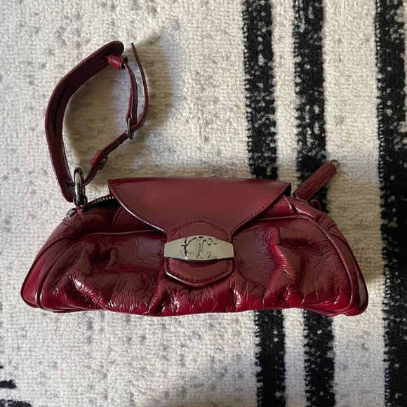Vintage Roberto Cavalli "Just Cavalli" Burgundy Leather Clutch Wristlet - Picture 2 of 4